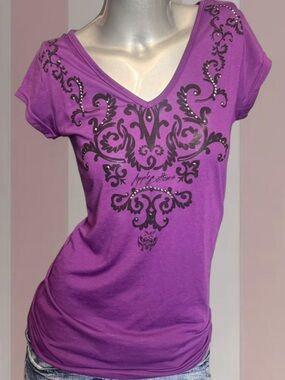 Apple Bottoms Vintage Y2K Purple Baby V-Neck Tee